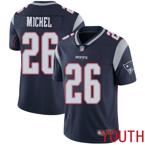 New England Patriots Football #26 Vapor Untouchable Limited Navy Blue Youth Sony Michel Home NFL Jersey->new england patriots->NFL Jersey